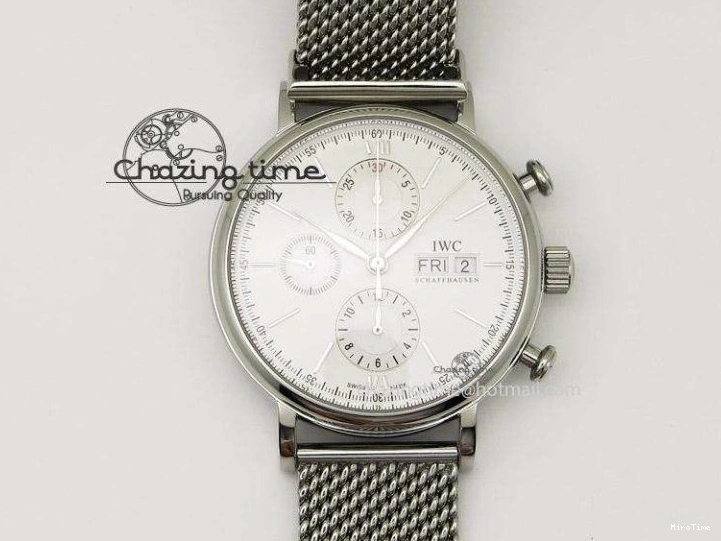 MIROTIME 0116 Portofino SCHAFFHAUSEN SS MKF 1:1 Best Edition White Dial On Mesh Bracelet A TravelReady 7341
